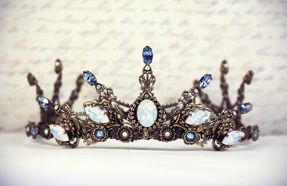 Romantic Bridal Tiara in Antiqued Brass Vintage Style Victorian
