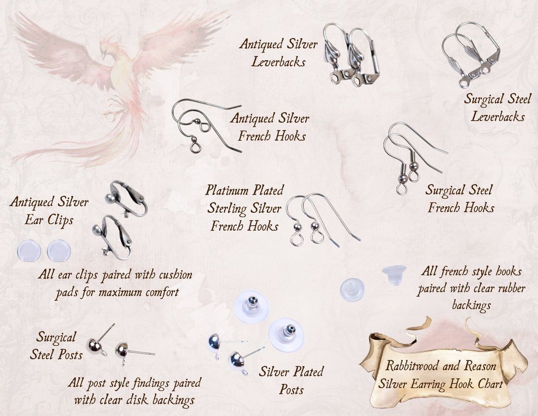 Rabbitwood and Reason Silver Earring Hook Chart