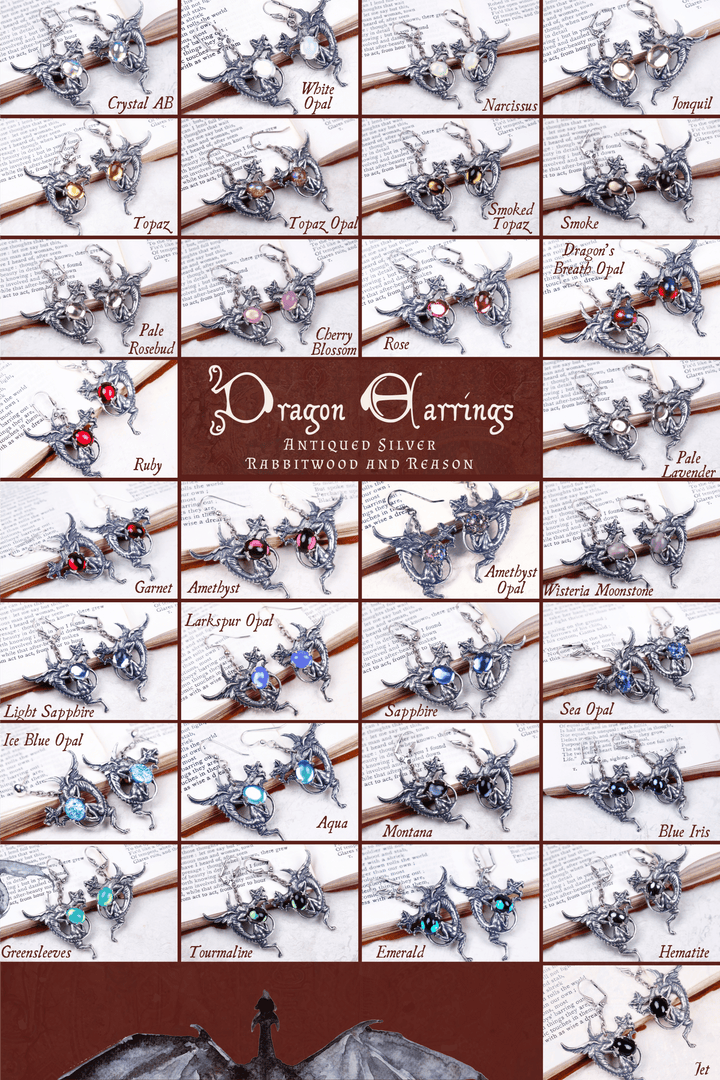 Group Pic: Dragon Earrings in Antiqued Silver by Rabbitwood and Reason