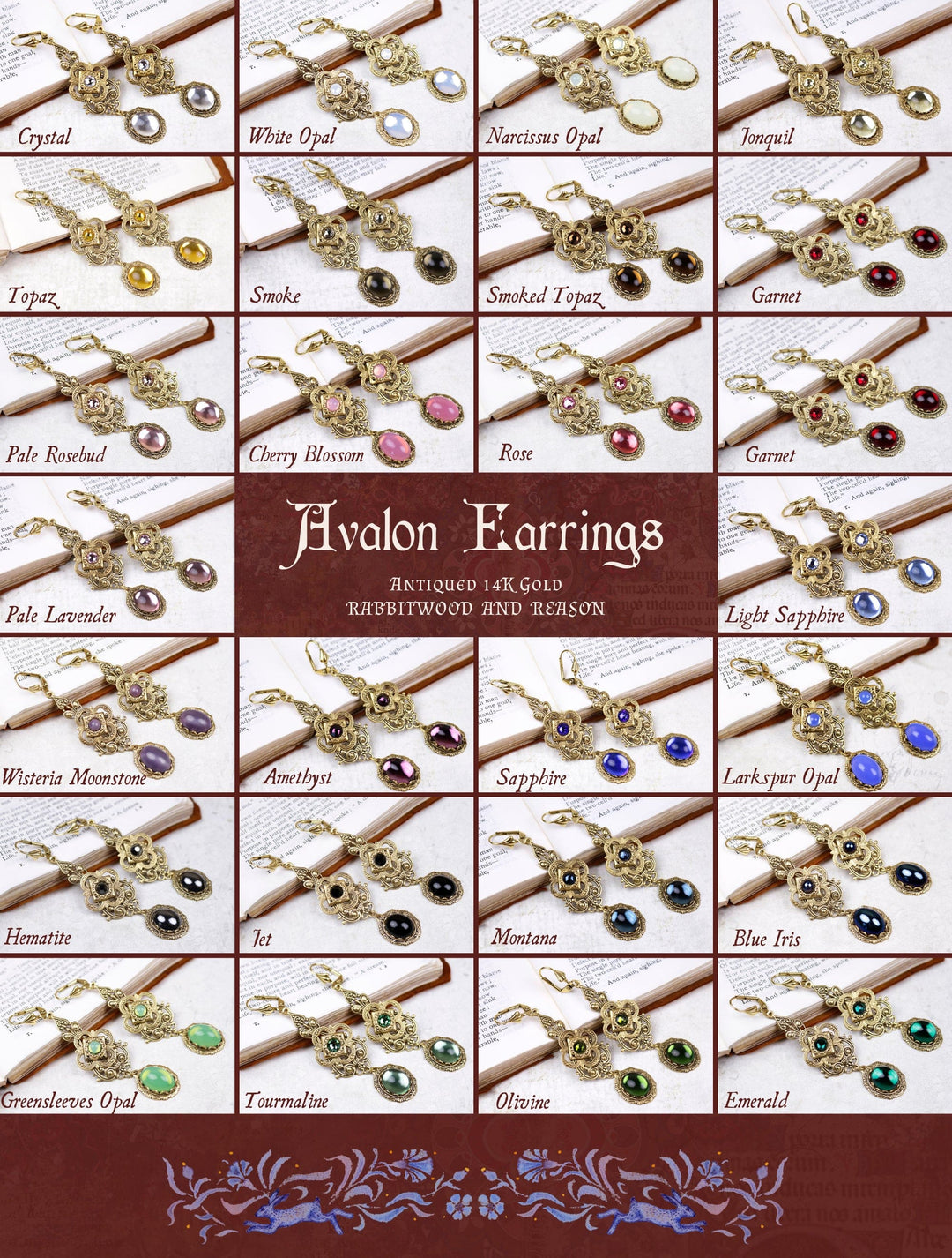 Group Pic - Avalon Earrings in Antiqued Gold by Rabbitwood and Reason 