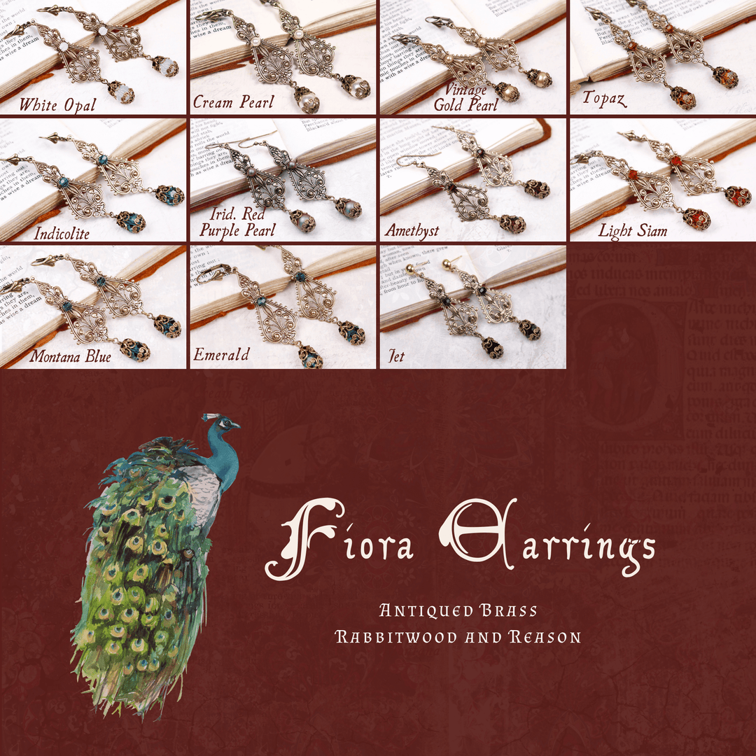 Group Pic: Fiora Earrings in Antiqued Brass by Rabbitwood and Reason