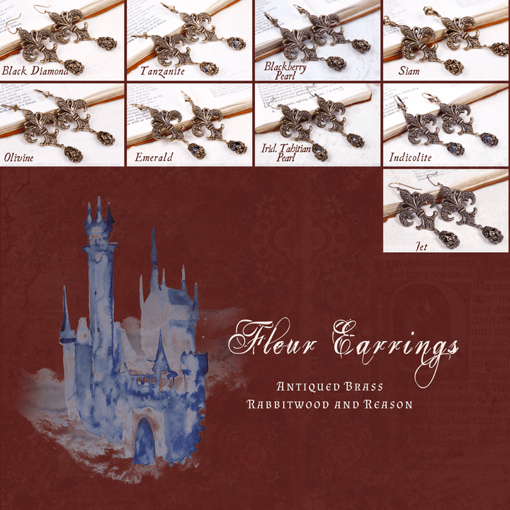 Group Pic: Fleur Earrings in Antiqued Brass by Rabbitwood and Reason