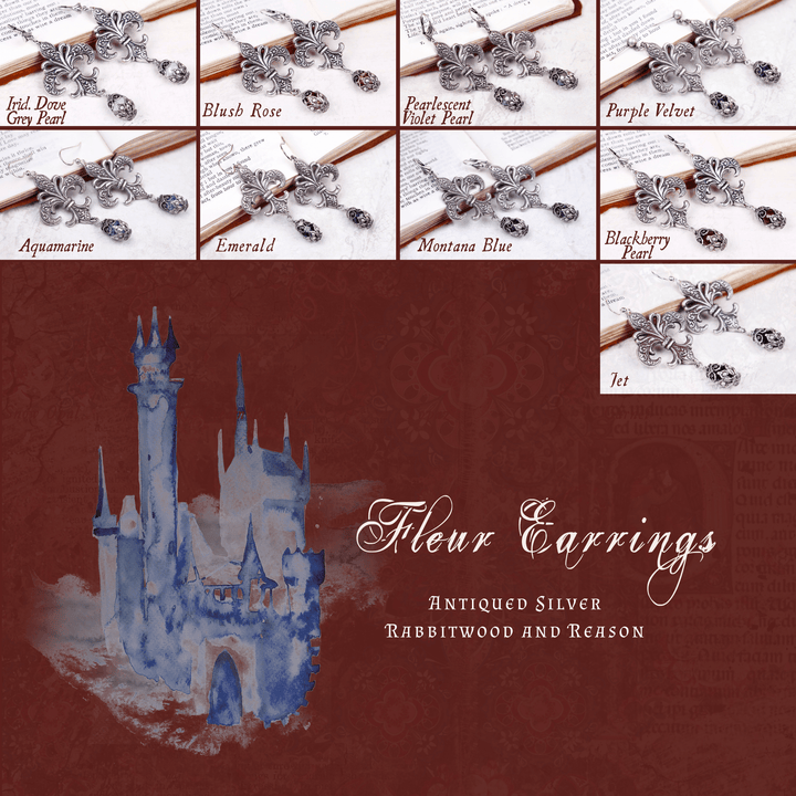 Group Pic: Fleur Earrings in Antiqued Silver by Rabbitwood and Reason