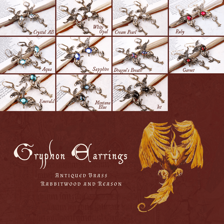 Group Pic: Gryphon Earrings in Antiqued Brass by Rabbitwood and Reason