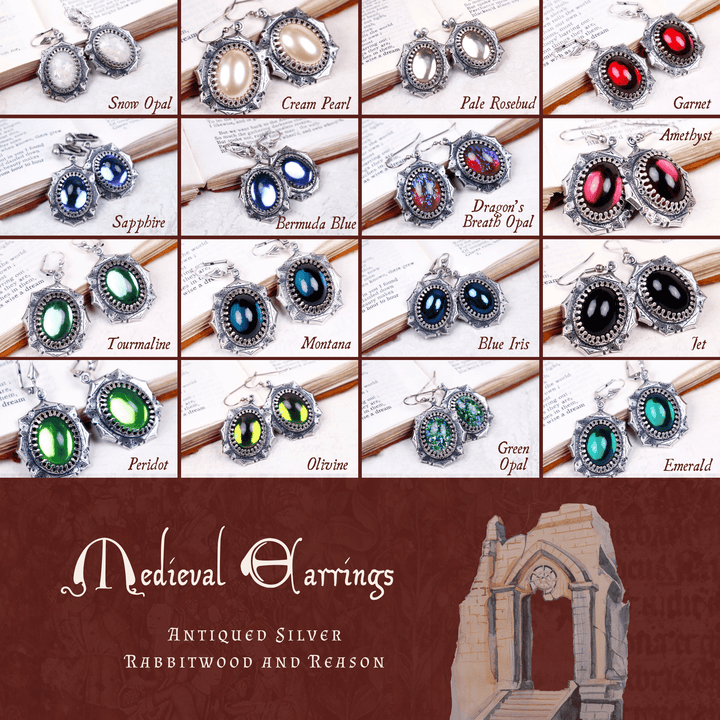 Group Pic: Medieval Earrings in Antiqued Silver by Rabbitwood and Reason