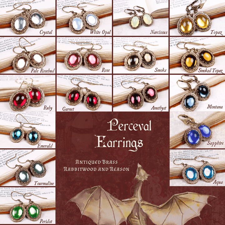 Group Pic: Perceval Earrings in Antiqued Brass by Rabbitwood and Reason