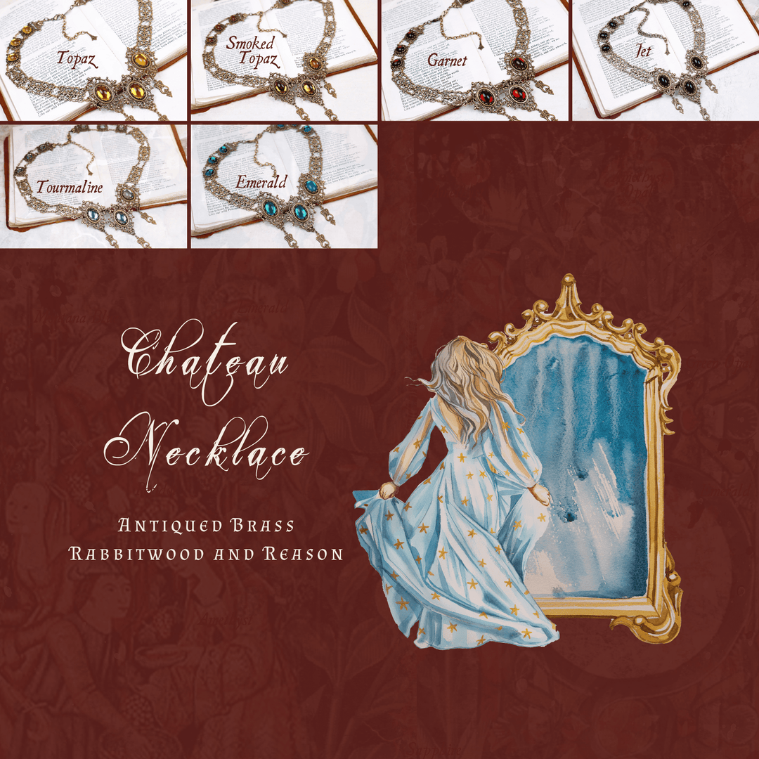 Group Photo: Chateau Necklace in Antiqued Brass by Rabbitwood and Reason
