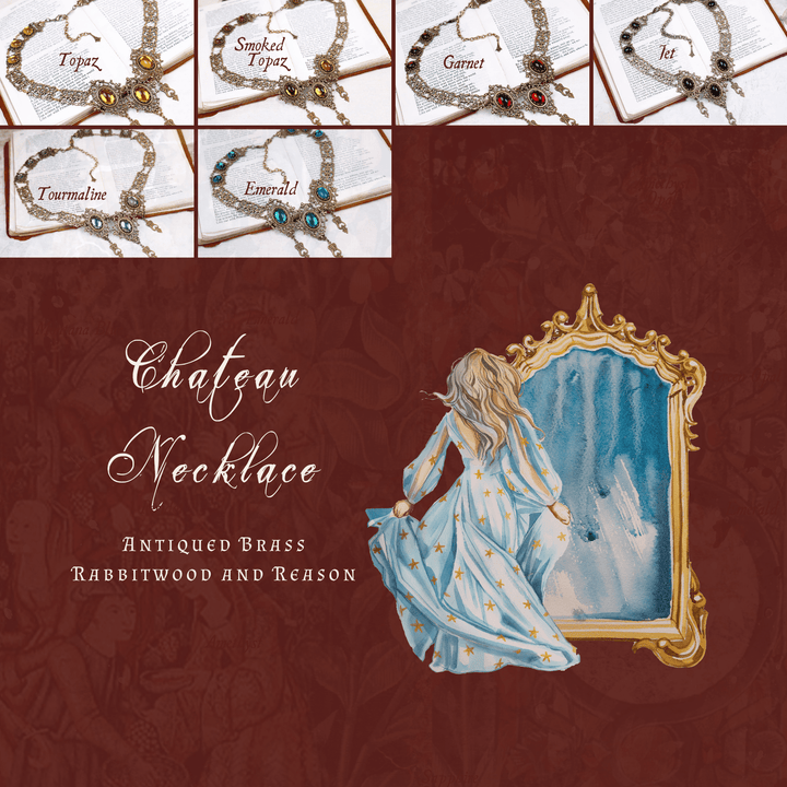 Group Photo: Chateau Necklace in Antiqued Brass by Rabbitwood and Reason
