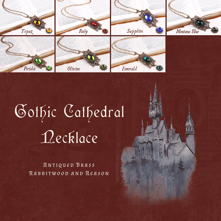 Group Photo: Gothic Cathedral Necklace in Antiqued Brass by Rabbitwood and Reason