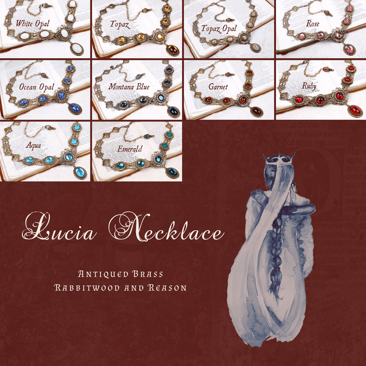 Group Photo: Lucia Necklace in Antiqued Brass by Rabbitwood and Reason