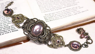 Canterbury Bracelet in Pale Rosebud and Antiqued Brass by Rabbitwood and Reason