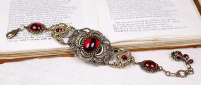 Canterbury Bracelet in Garnet and Antiqued Brass by Rabbitwood and Reason
