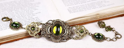 Canterbury Bracelet in Olivine and Antiqued Brass by Rabbitwood and Reason
