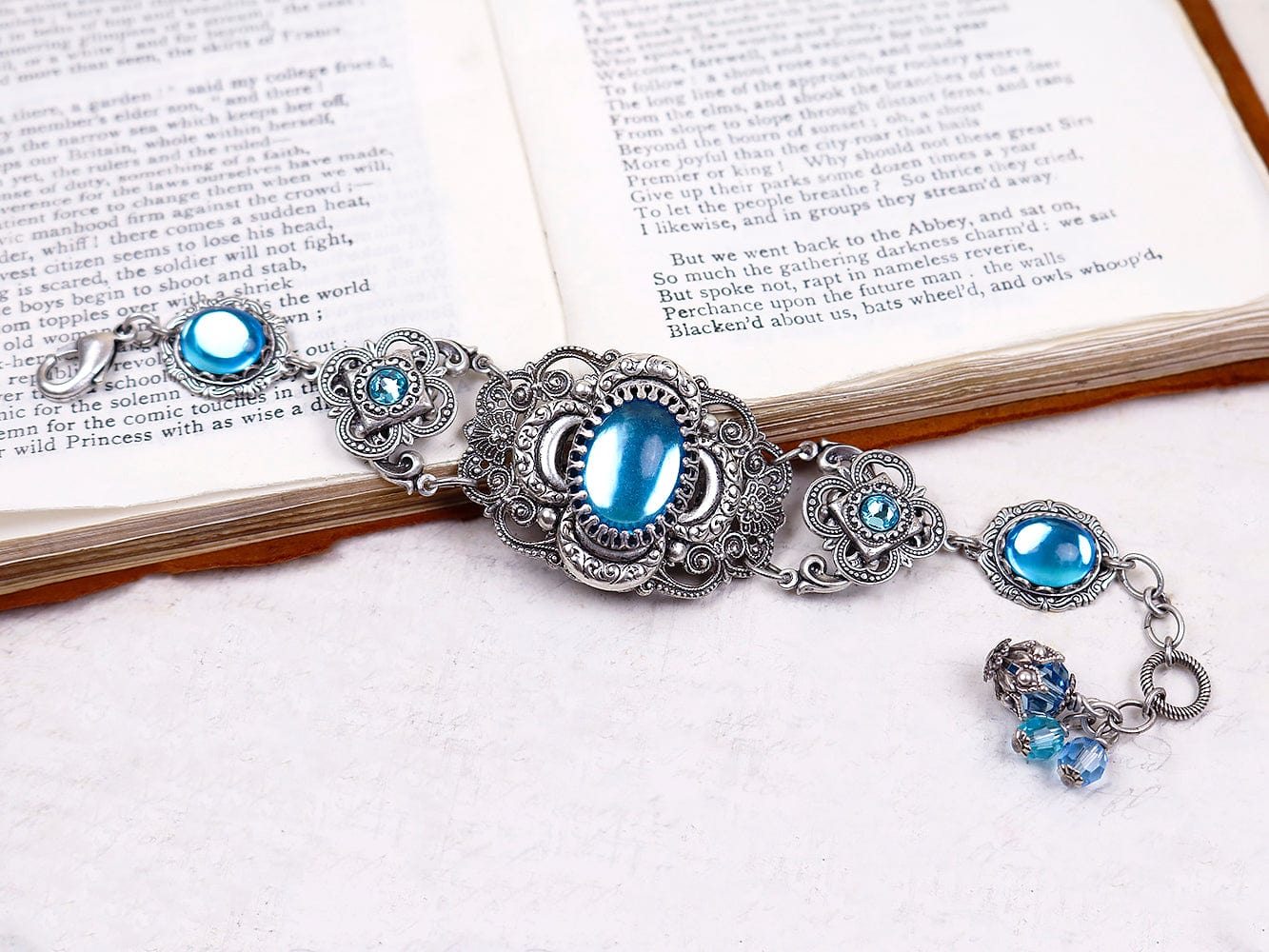 Canterbury Bracelet in Aqua and Antiqued Silver by Rabbitwood and Reason