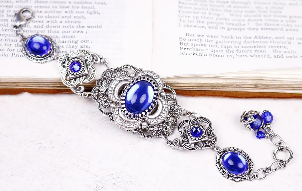Canterbury Bracelet in Sapphire and Antiqued Silver by Rabbitwood and Reason