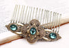 Avebury Comb in Tourmaline and Antiqued Brass by Rabbitwood and Reason