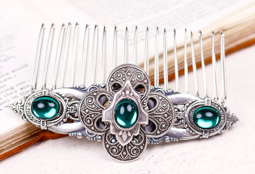 Avebury Comb in Emerald and Antiqued Silver by Rabbitwood and Reason