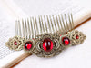 Canterbury Comb in Ruby and Antiqued Brass by Rabbitwood and Reason