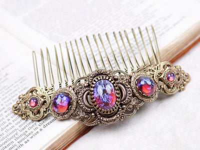 Canterbury Comb in Dragon's Breath Opal and Antiqued Brass by Rabbitwood and Reason
