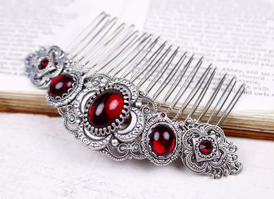 Canterbury Comb in Garnet and Antiqued Silver by Rabbitwood and Reason