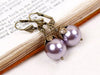 Aquitaine Pearl Drop Earrings in Soft Wisteria Pearl and Antiqued Brass by Rabbitwood and Reason