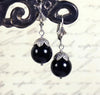 Aquitaine Pearl Drop Earrings in Mystic Black Pearl and Antiqued Silver by Rabbitwood and Reason