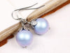 Aquitaine Pearl Drop Earrings in Iridescent Light Blue Pearl and Antiqued Silver by Rabbitwood and Reason