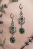 Avalon Earrings in Emerald and Antiqued Silver by Rabbitwood & Reason. Photo by La Candella Weddings