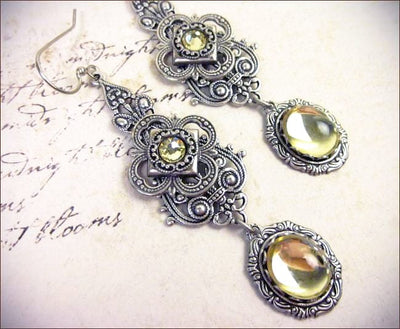 Avalon Earrings in Jonquil and Antiqued Silver by Rabbitwood & Reason