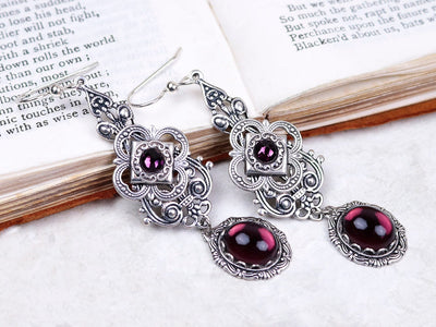 Avalon Earrings in Amethyst and Antiqued Silver by Rabbitwood & Reason