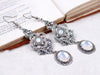 Avalon Earrings in White Opal and Antiqued Silver by Rabbitwood & Reason