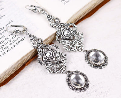 Avalon Earrings in Crystal and Antiqued Silver by Rabbitwood & Reason