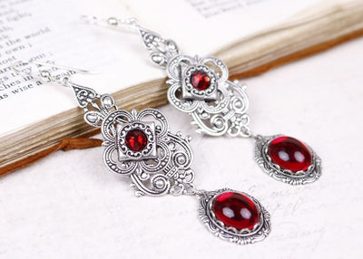 Avalon Earrings in Ruby and Antiqued Silver by Rabbitwood & Reason