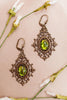 Chateau Earrings in Olivine and Antiqued Brass by Rabbitwood and Reason.  Photo by La Candella Weddings