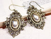 Chateau Earrings in Cream Pearl and Antiqued Brass by Rabbitwood and Reason