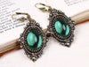 Countess Earrings in Emerald and Antiqued Brass by Rabbitwood and Reason