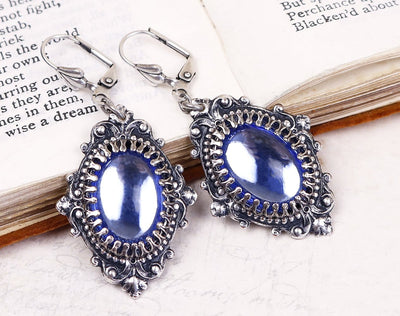 Countess Earrings in Sky & Antiqued Silver by dosha of Rabbitwood & Reason