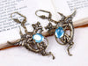 Dragon Earrings in Aqua and Antiqued Brass by Rabbitwood and Reason
