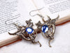 Dragon Earrings in Sapphire and Antiqued Brass by Rabbitwood and Reason