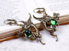 Dragon Earrings in Tourmaline and Antiqued Brass by Rabbitwood and Reason