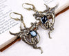 Dragon Earrings in Montana Blue and Antiqued Brass by Rabbitwood and Reason
