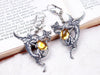 Dragon Earrings in Topaz and Antiqued Silver by Rabbitwood and Reason