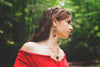 Lucia Earrings - Ruby - Antiqued Brass - Rabbitwood & Reason - Photo: La Candella Weddings