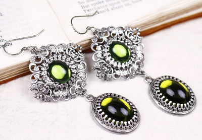 Lucia Earrings - Olivine - Antiqued Silver - Rabbitwood & Reason