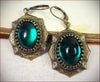 Medieval Earrings Antiqued Brass - Emerald - Rabbitwood & Reason