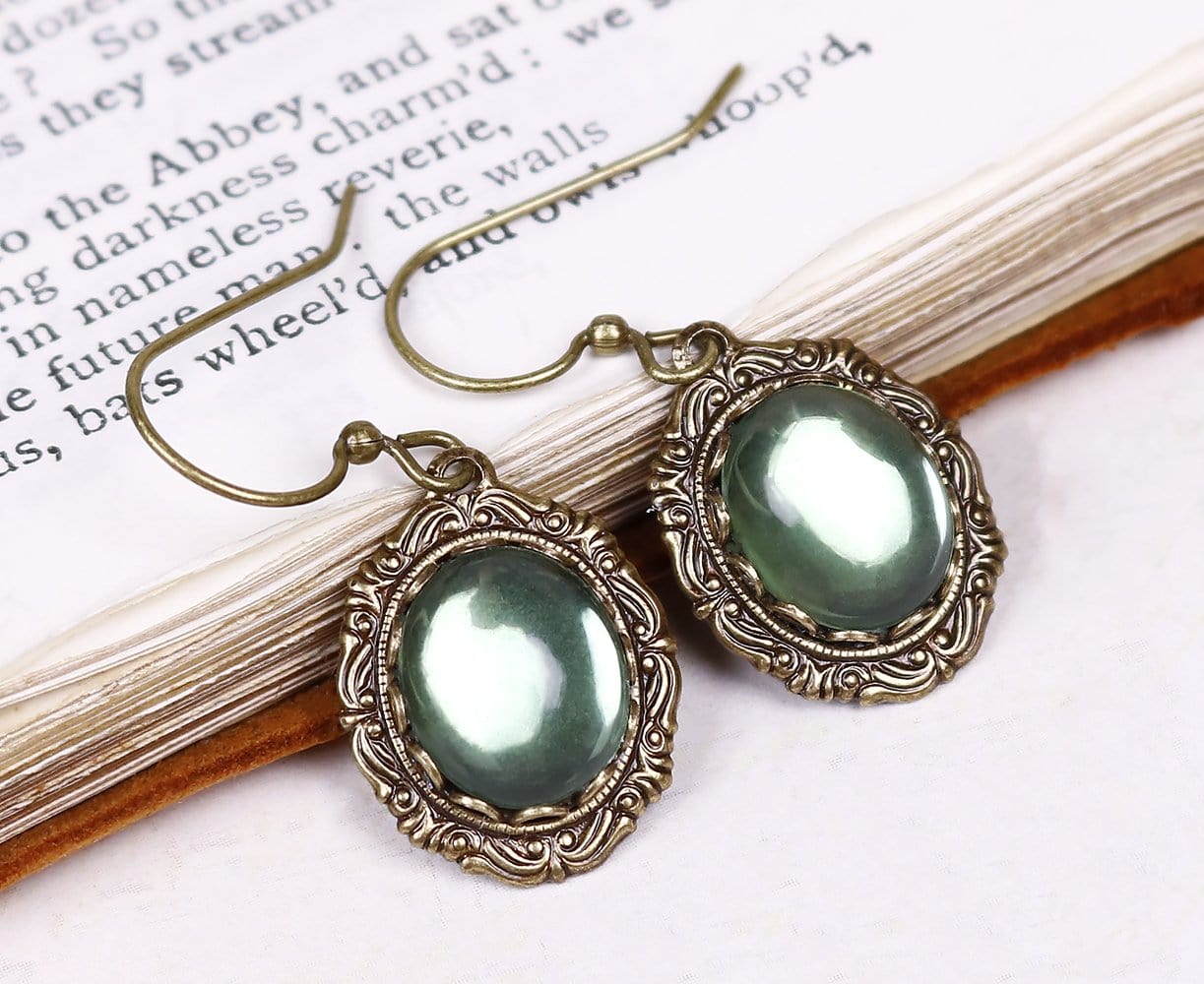 Perceval Earrings in Tourmaline - Antiqued Brass by dosha of Rabbitwood & Reason