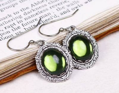 Perceval Earrings in Olivine - Antiqued Silver by dosha of Rabbitwood & Reason