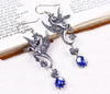 Poseidon's Steed Earrings - Sapphire - Antiqued Silver - Rabbitwood & Reason