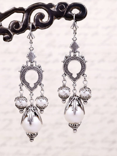 Saxony Chandelier Earrings - Antiqued Silver