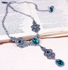 Avalon Ornate Necklace in Emerald and Antiqued Silver by Rabbitwood and Reason